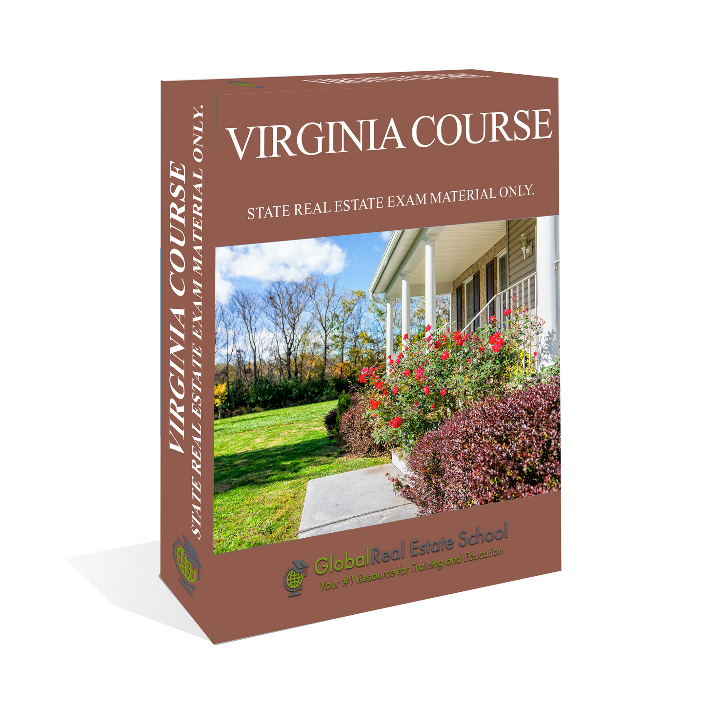 Course graphic - Virginia Real Estate Salesperson Course box cover from Global Real Estate School