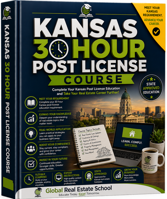 Kansas 30- Hour Mandatory Post License Course - Online - (30-Hour Practice Course Only)
